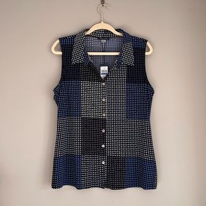‼️BOGO SALE‼️Tommy Hilfiger Button Up Navy Blue Polkadot Blouse